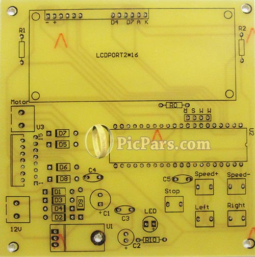 چاپ راهنمای PCB پروژه کنترل سرعت و جهت موتور DC